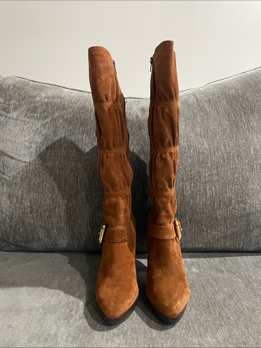 Michael Kors Cognac Suede Leather Knee-High Boots Size 8 - Picture 5 of 15